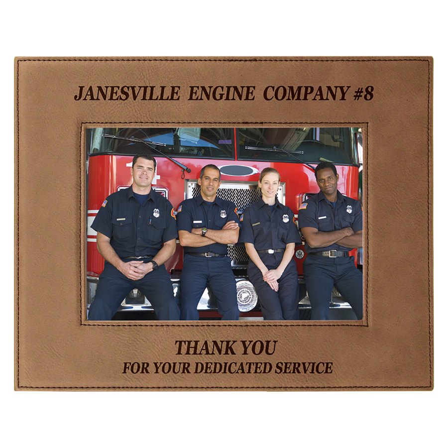 Engraved Leatherette Photo Frame - Dark Brown / 5 x 7 in