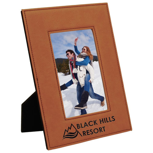 Engraved Leatherette Photo Frame - Rawhide / 4 x 6 in