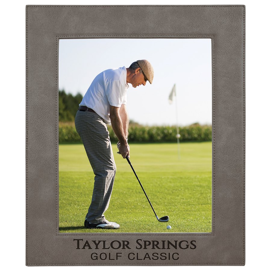 Engraved Leatherette Photo Frame - Gray / 8 x 10 in
