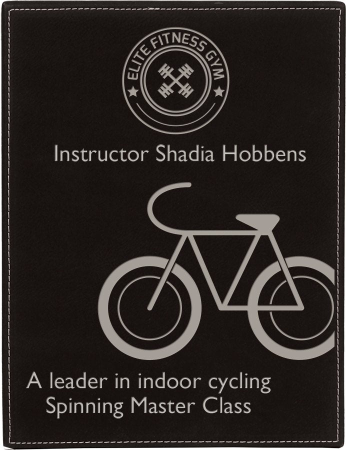 Engraved Leatherette Plaque - Black/Silver / 10 1/2 x 13 in