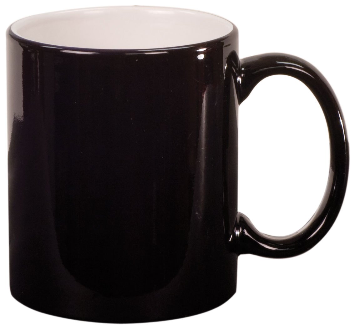 Engraved 11 oz Round Ceramic Coffee Mug - Black