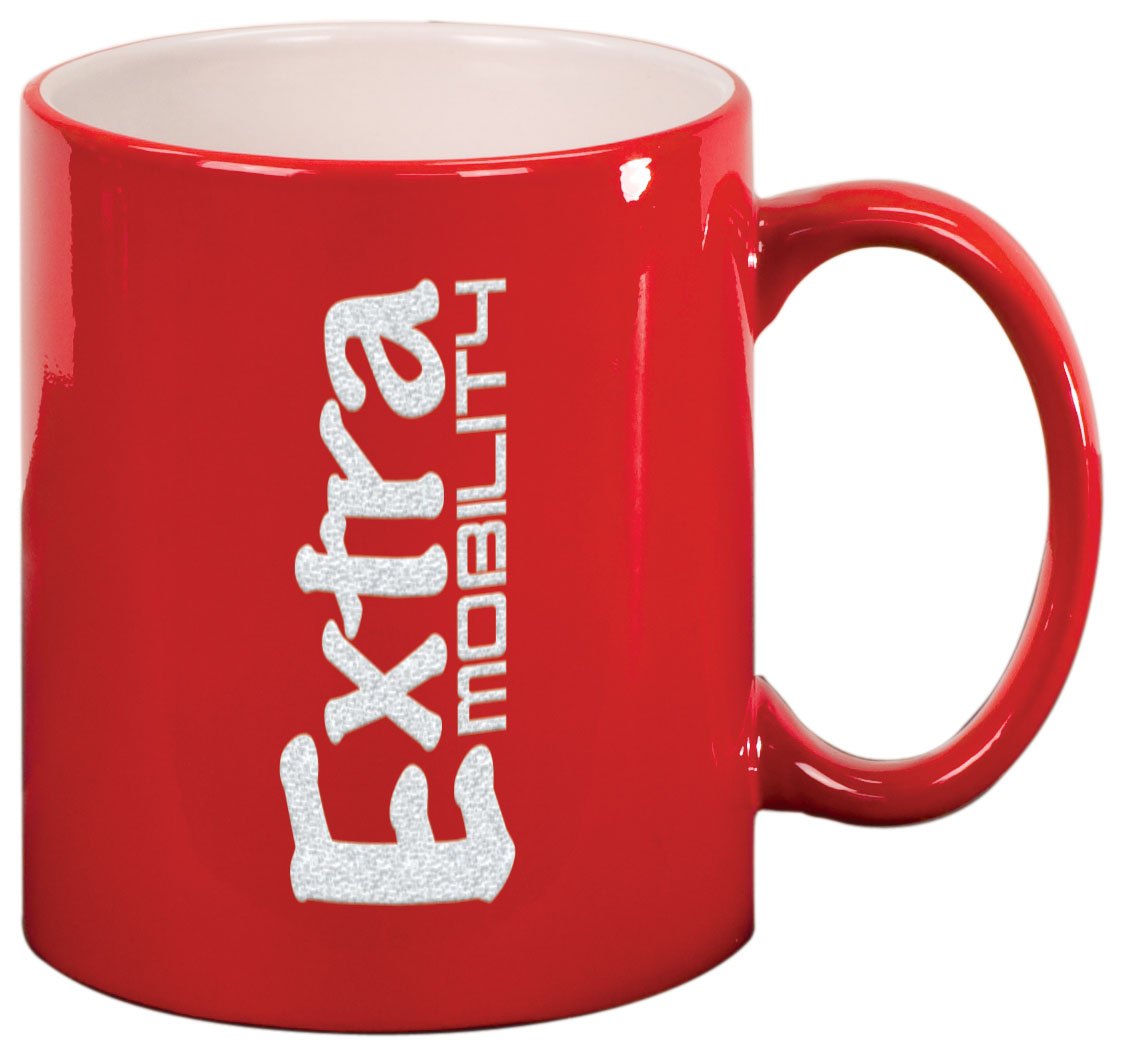 Engraved 11 oz Round Ceramic Coffee Mug - Red