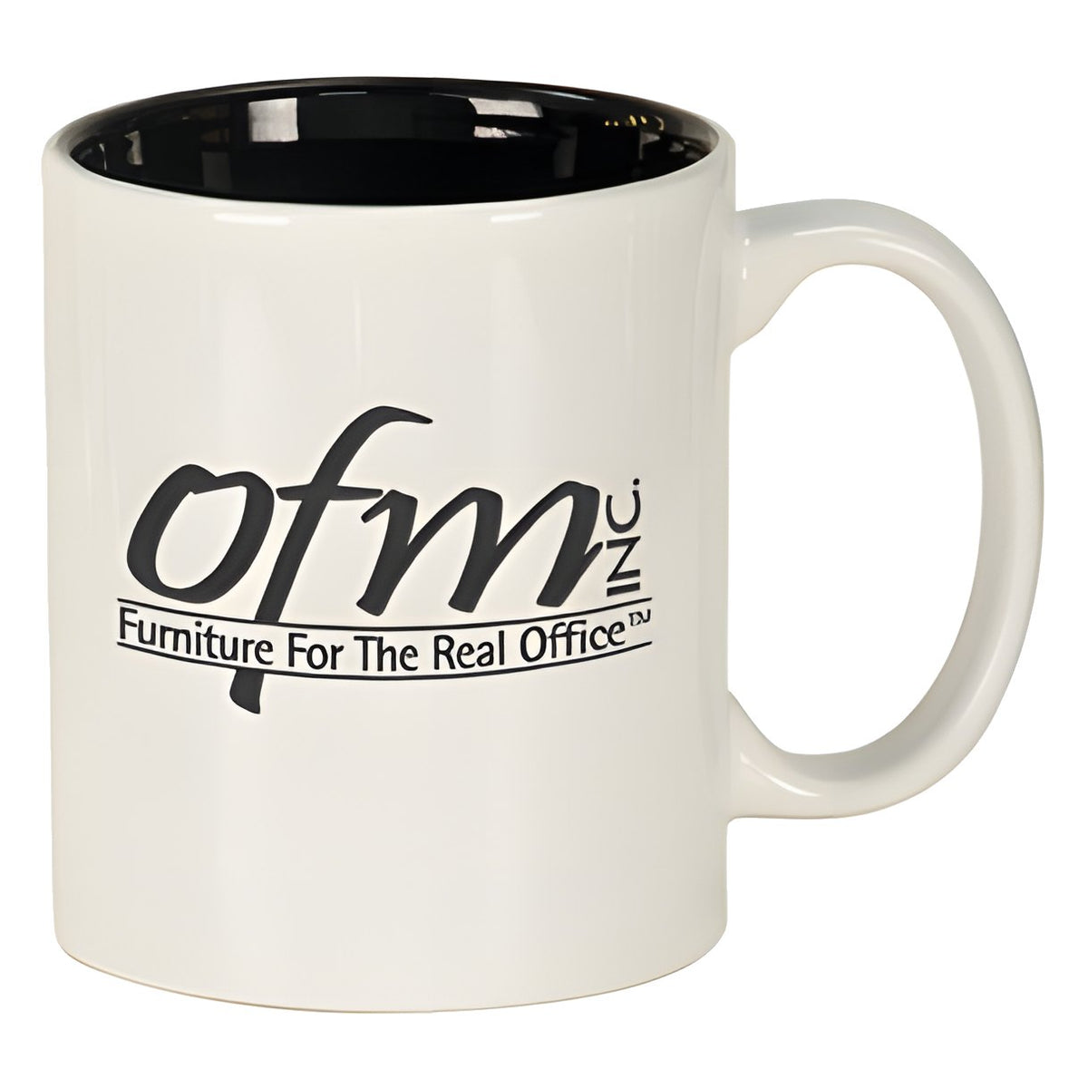 Engraved 11 oz Round Ceramic Coffee Mug - White/Black