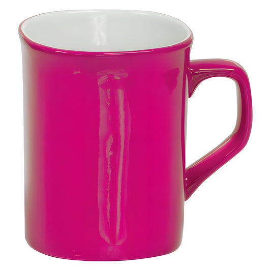 Engraved 10 oz Rounded Corner Ceramic Coffee Mug (Pink)