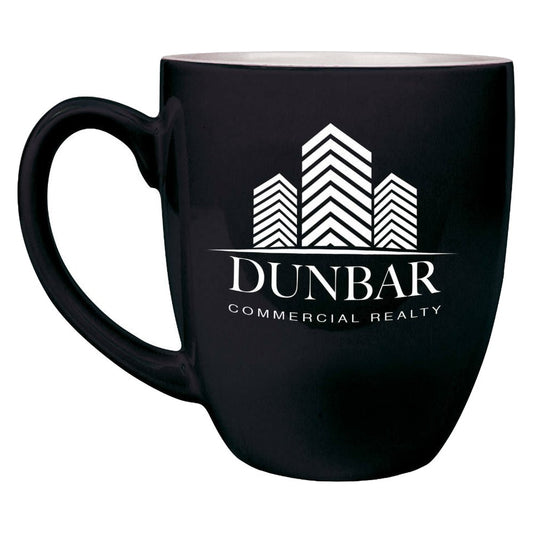 Engraved 16 oz Ceramic Bistro Mug - Black
