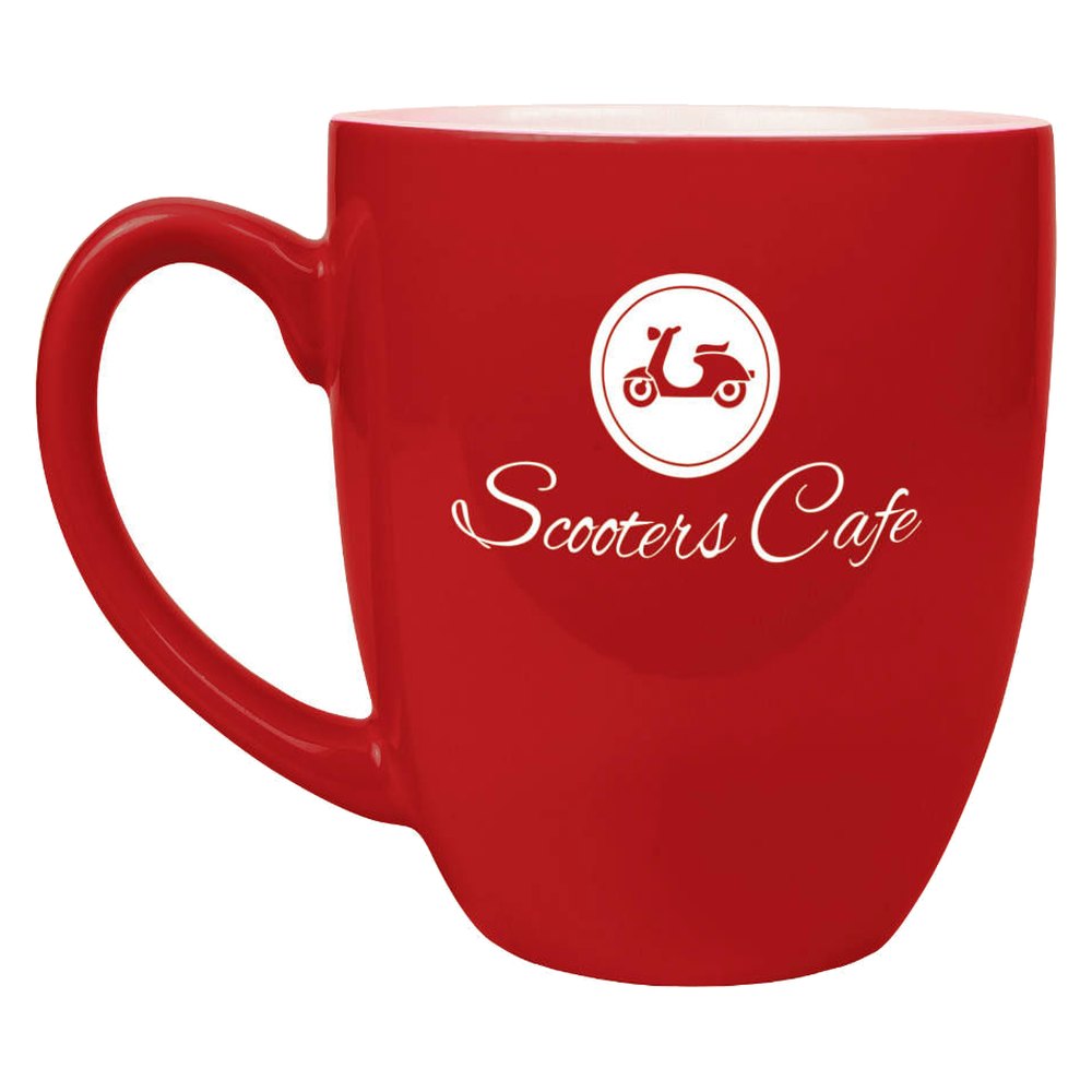 Engraved 16 oz Ceramic Bistro Mug - Red