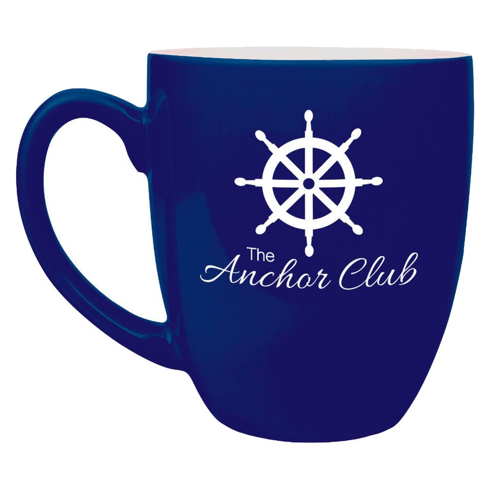 Engraved 16 oz Ceramic Bistro Mug - Blue