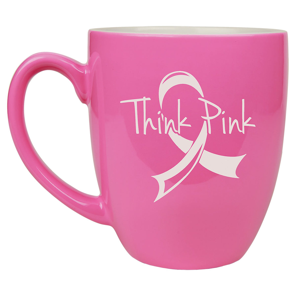 Engraved 16 oz Ceramic Bistro Mug - Pink