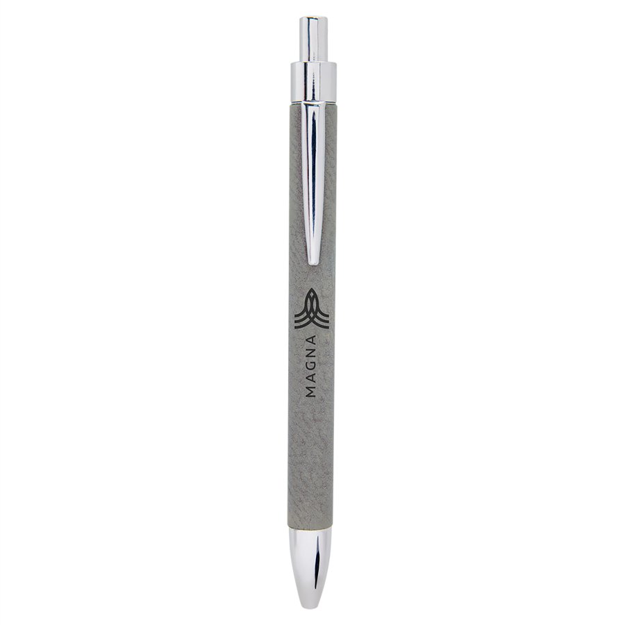 Engraved Leatherette Pen - Gray