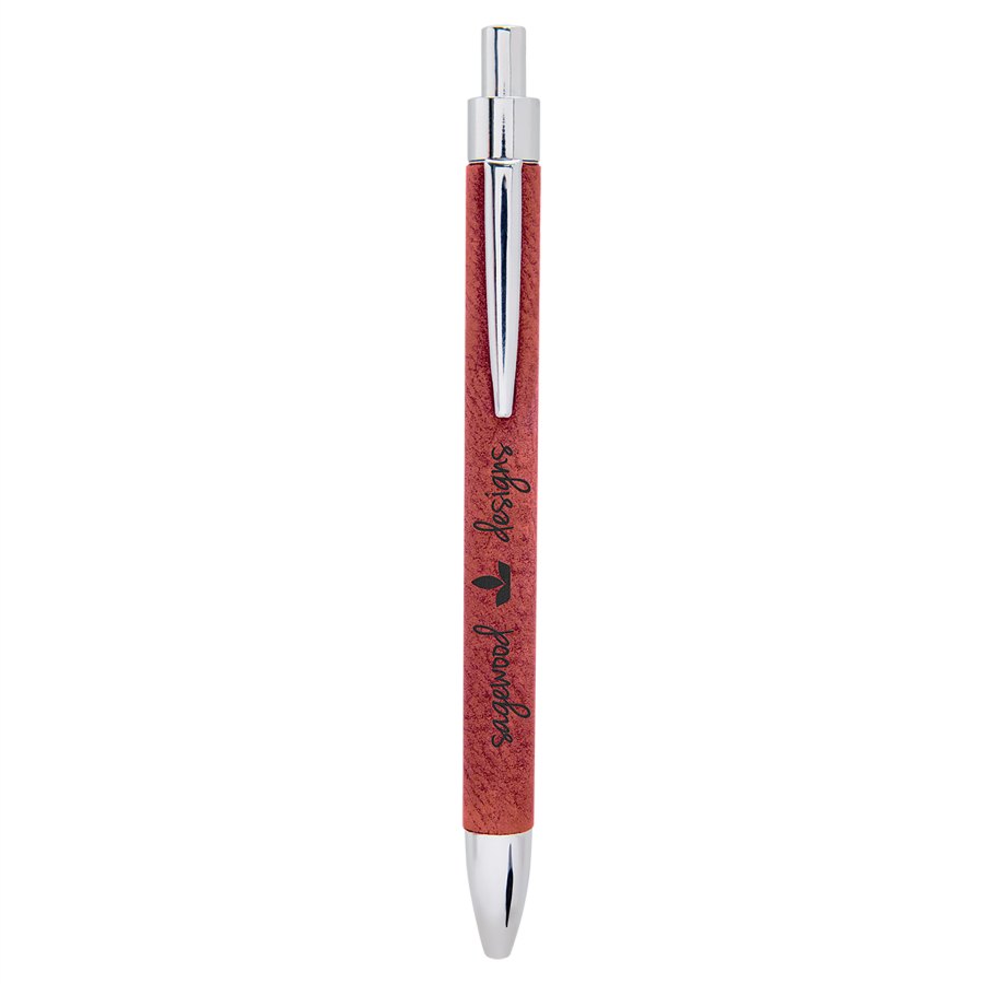 Engraved Leatherette Pen - Rose