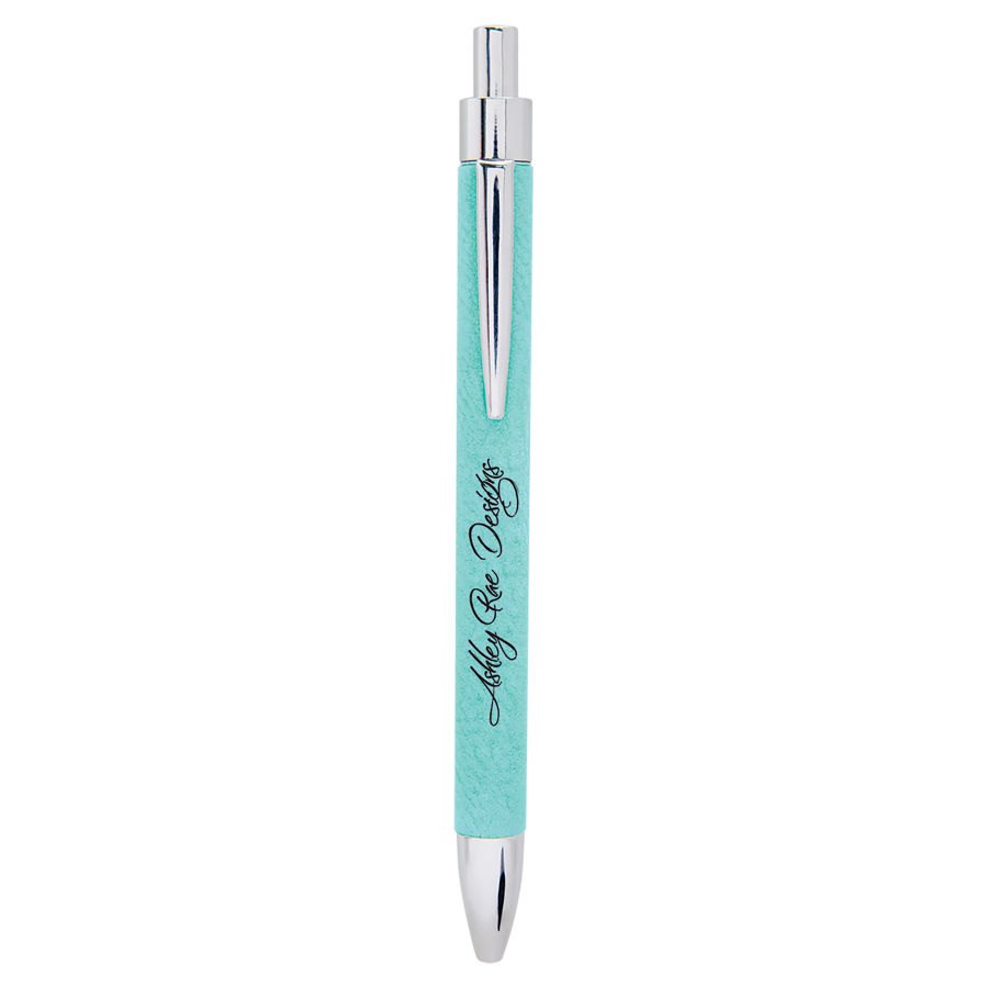 Engraved Leatherette Pen - Teal