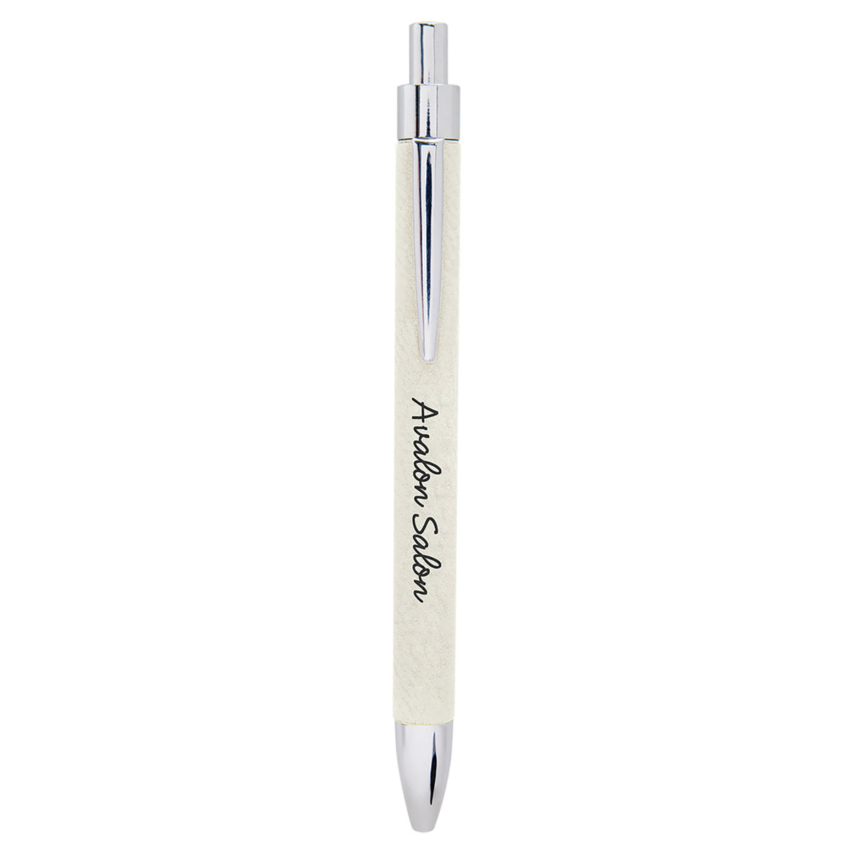 Engraved Leatherette Pen - White