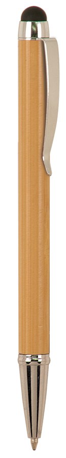 Engraved Bamboo Pen with Silver Trim and Stylus