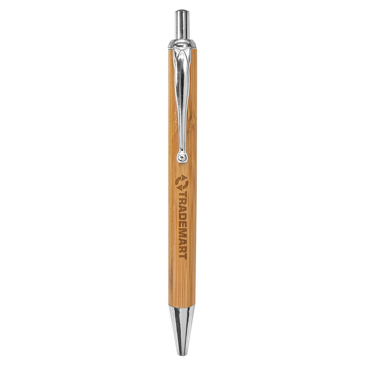 Engraved Bamboo Pen with Silver Trim