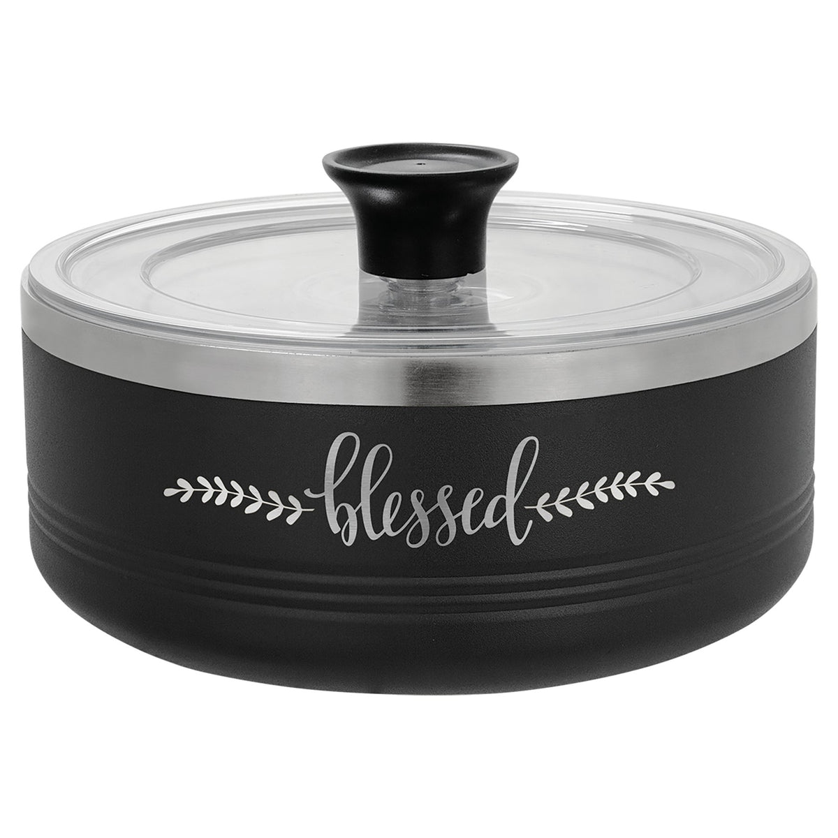 Engraved Polar Camel Serving Bowl with Lid - Black / 1 1/4 qt
