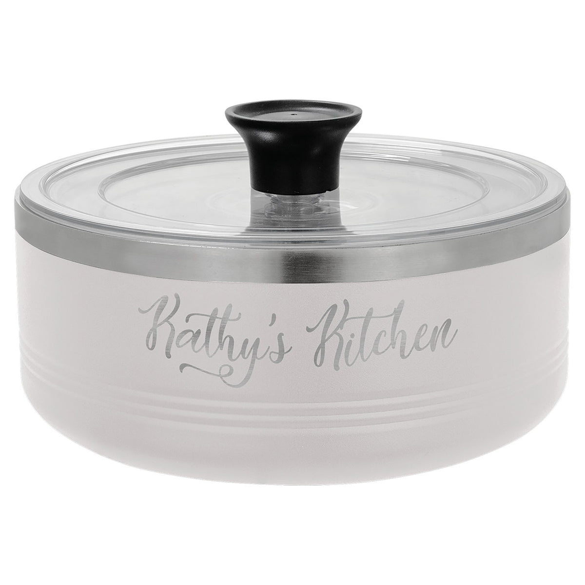 Engraved Polar Camel Serving Bowl with Lid - White / 1 1/4 qt