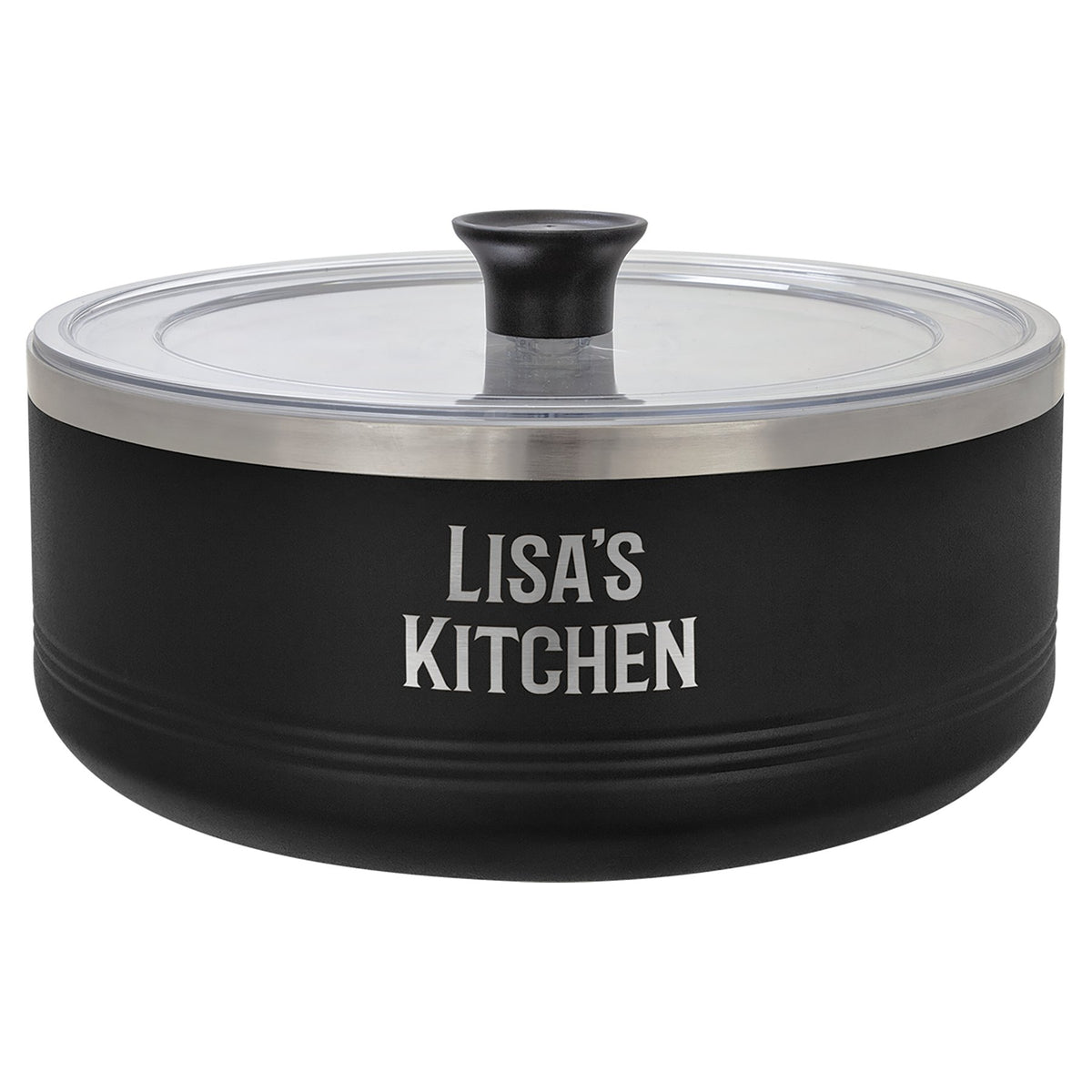 Engraved Polar Camel Serving Bowl with Lid - Black / 3 qt