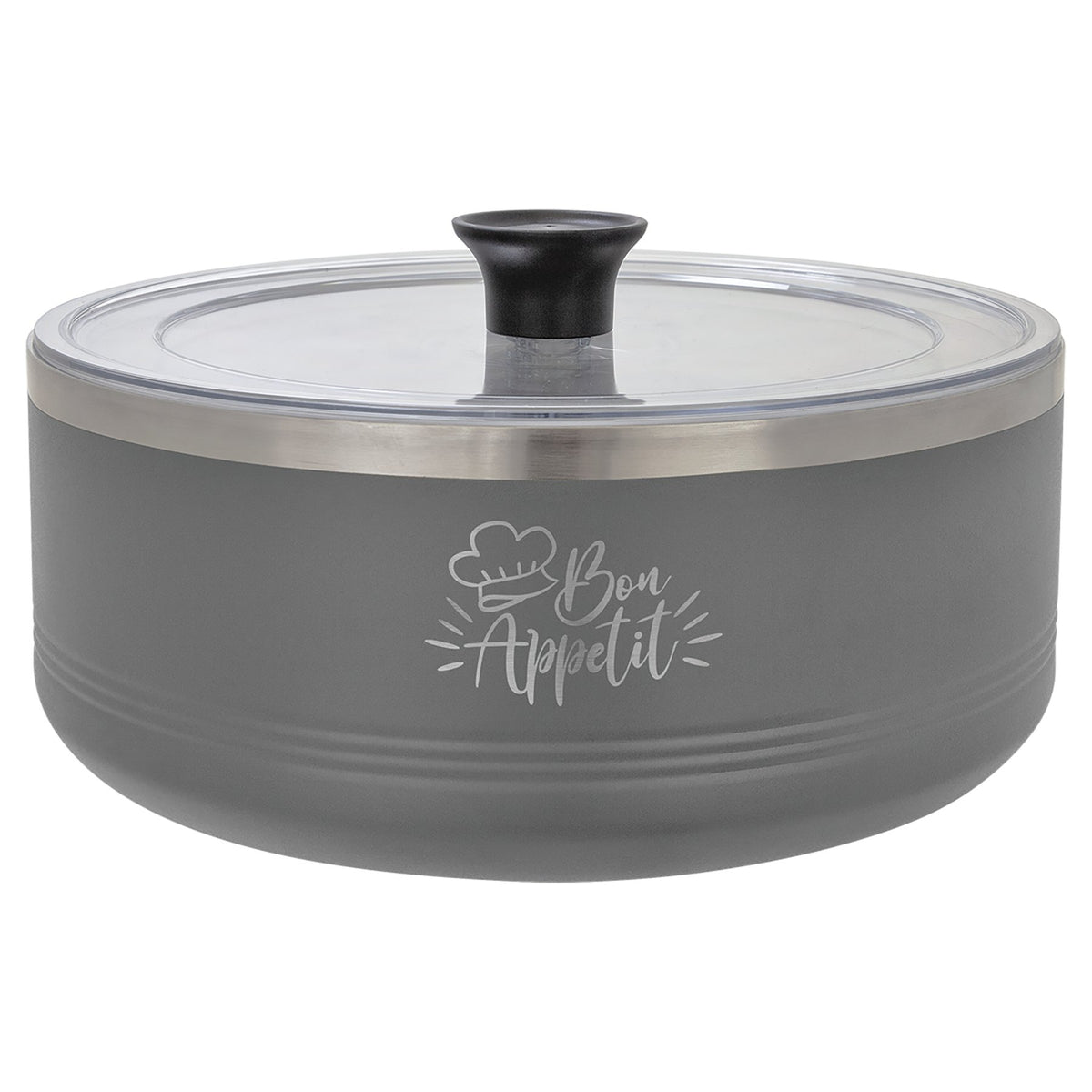 Engraved Polar Camel Serving Bowl with Lid - Gray / 3 qt