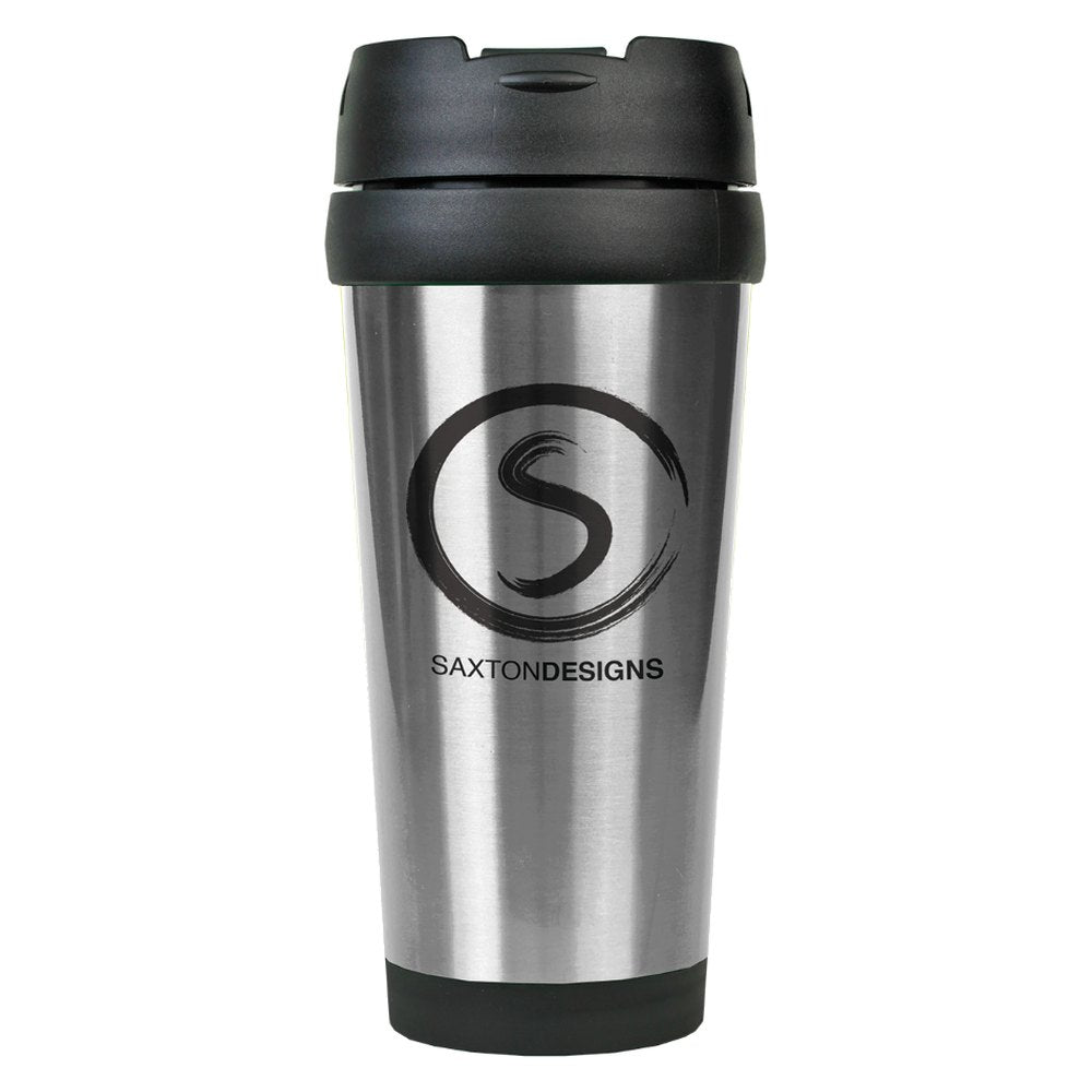 Engraved 16 oz Stainless Steel Travel Mug - Silver