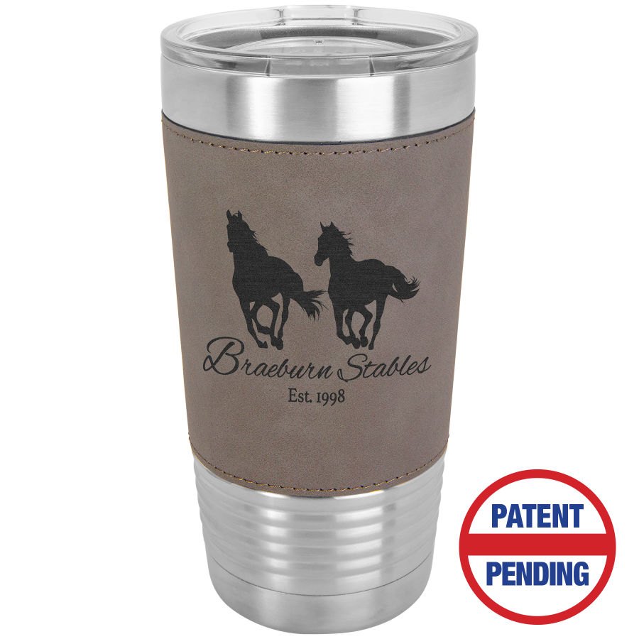 Engraved Polar Camel Leatherette Grip Tumbler with Standard Lid - Gray