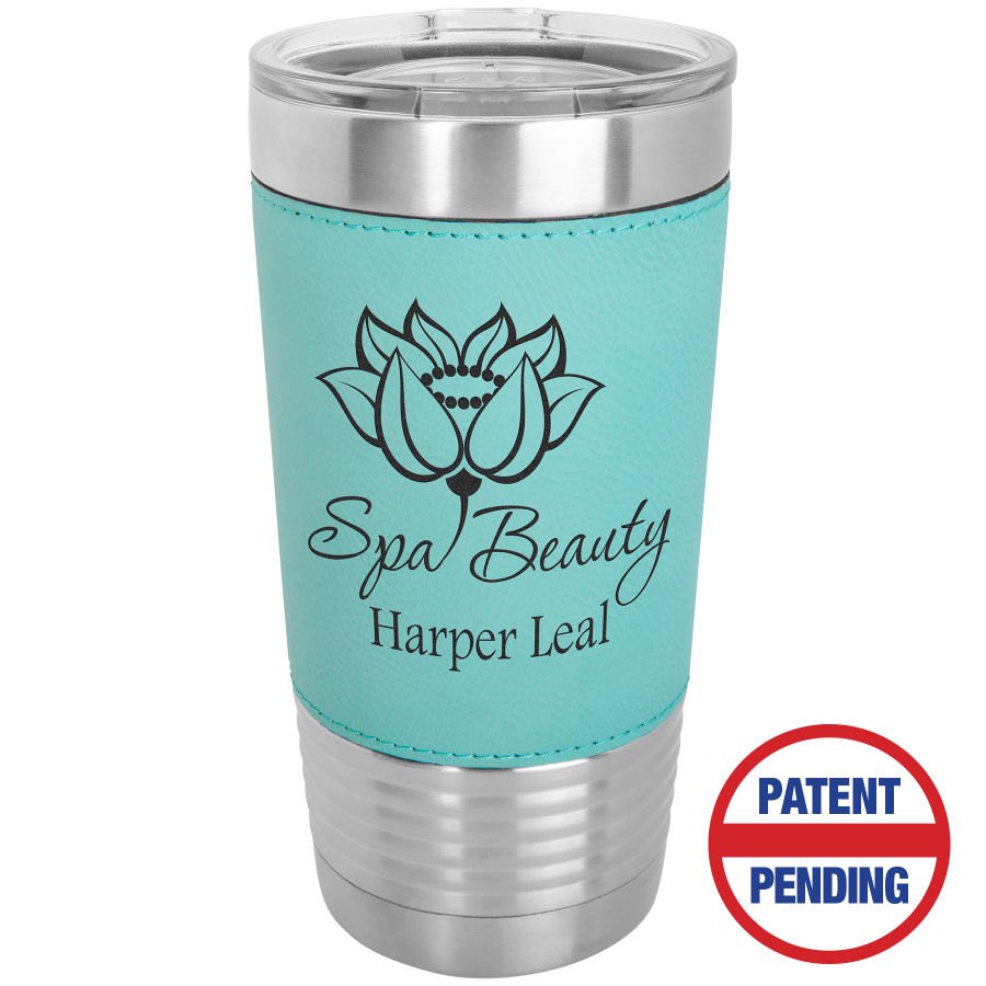 Engraved Polar Camel Leatherette Grip Tumbler with Standard Lid - Teal