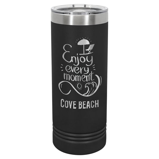 Engraved Polar Camel 22 oz Skinny Tumbler with Slider Lid - Black
