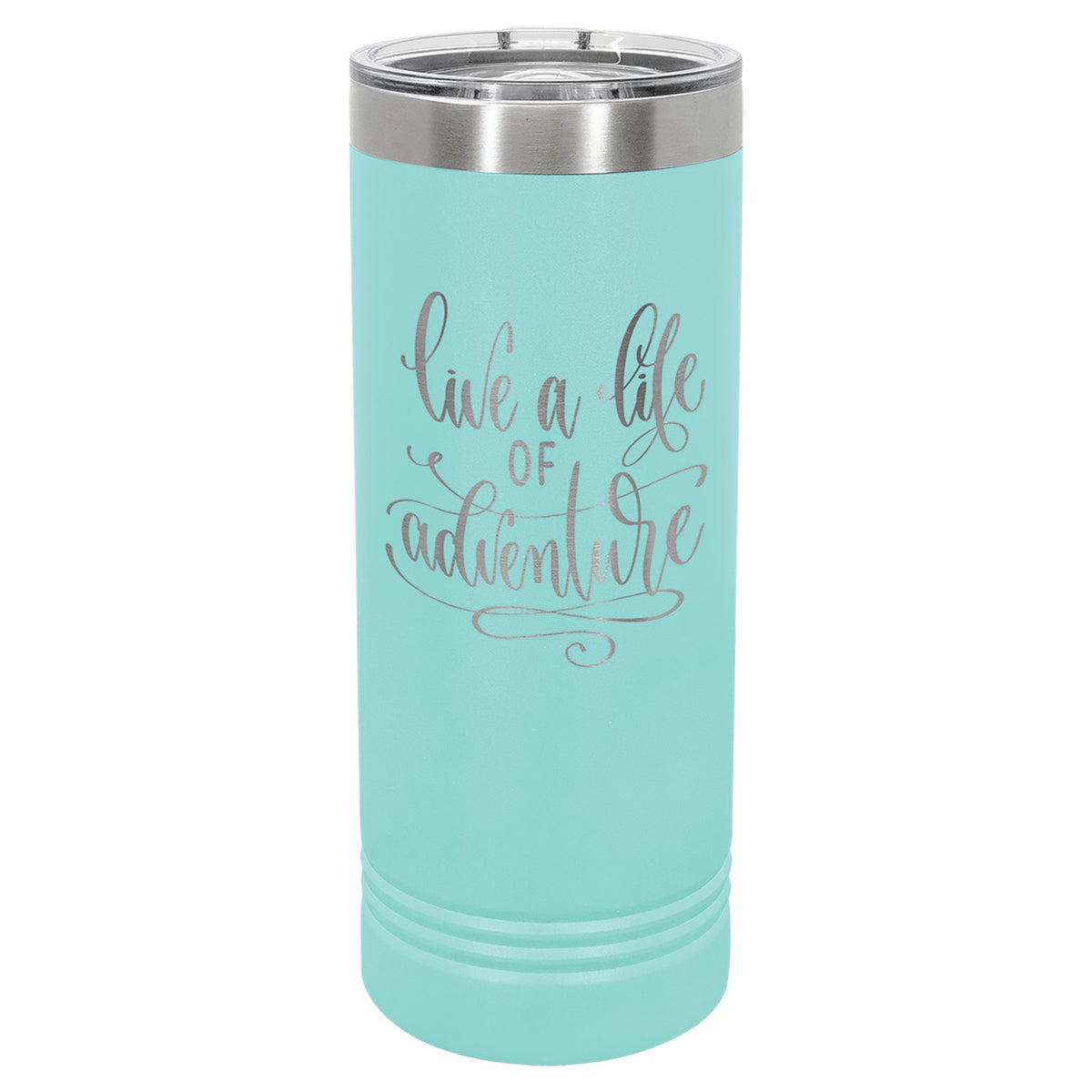 Engraved Polar Camel 22 oz Skinny Tumbler with Slider Lid - Teal