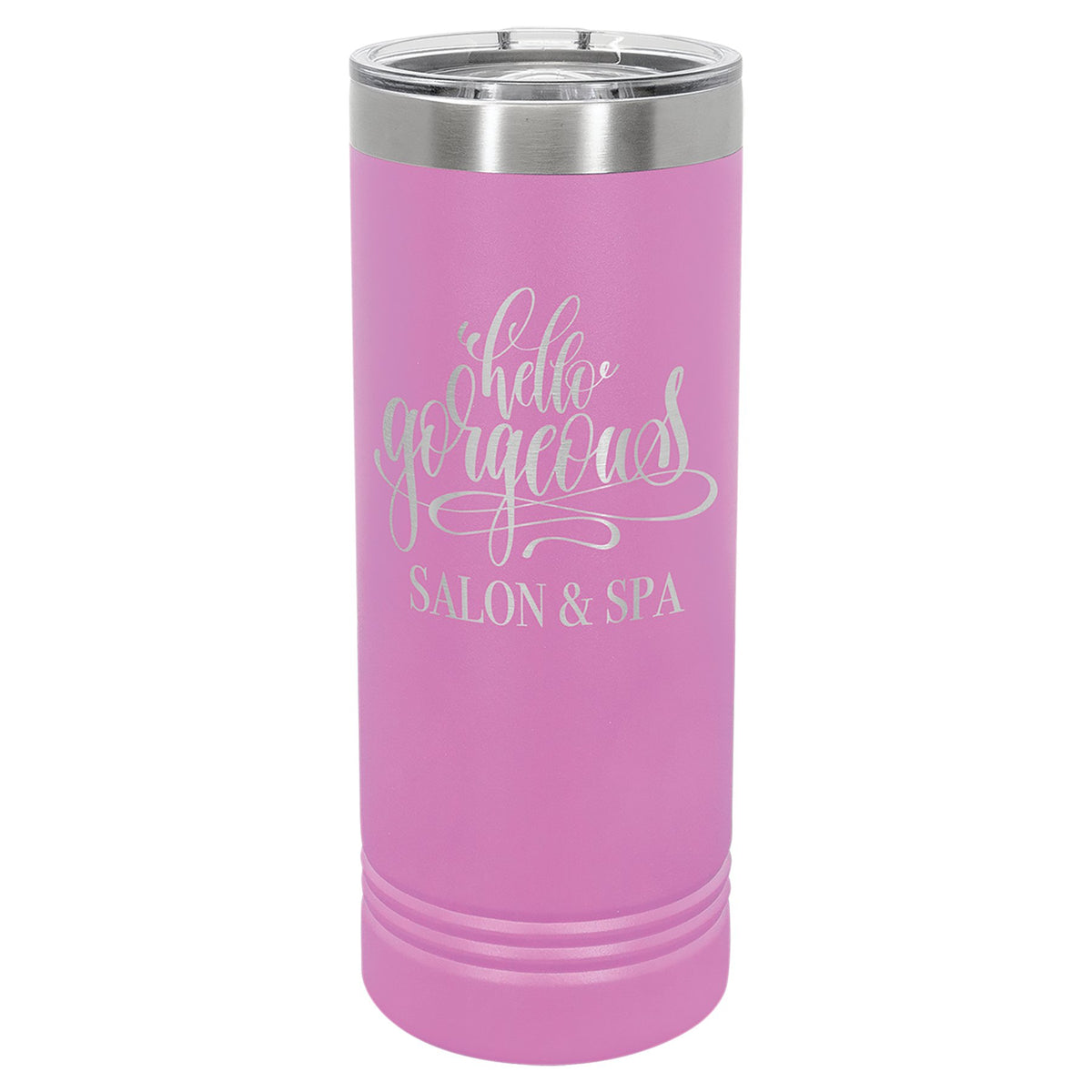 Engraved Polar Camel 22 oz Skinny Tumbler with Slider Lid - Light Purple