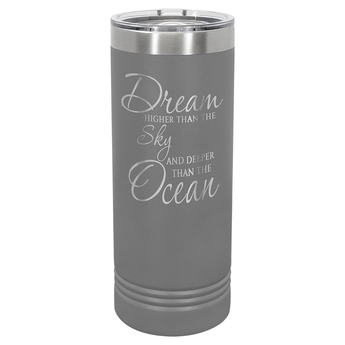 Engraved Polar Camel 22 oz Skinny Tumbler with Slider Lid - Dark Gray