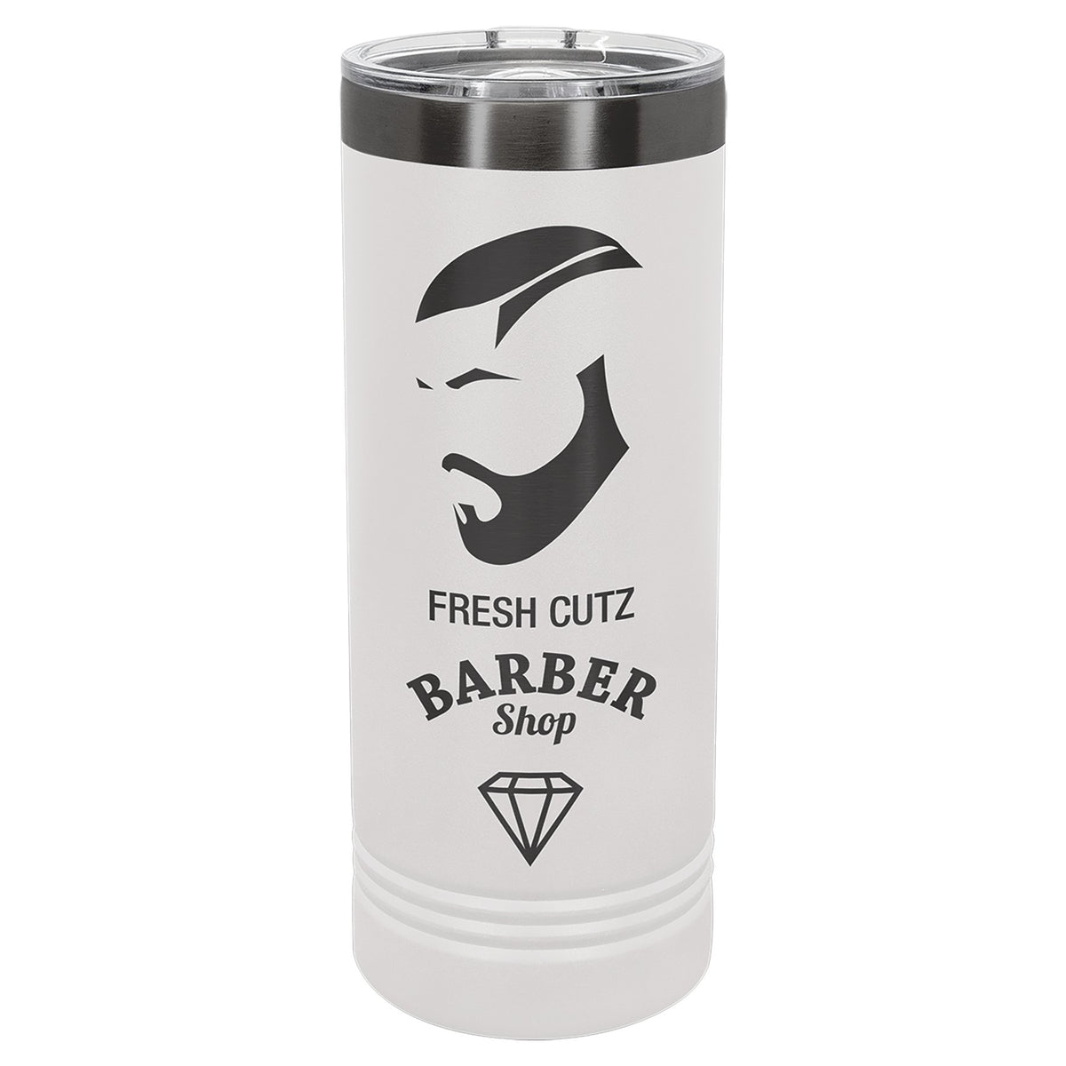 Engraved Polar Camel 22 oz Skinny Tumbler with Slider Lid - White/Ghost Black