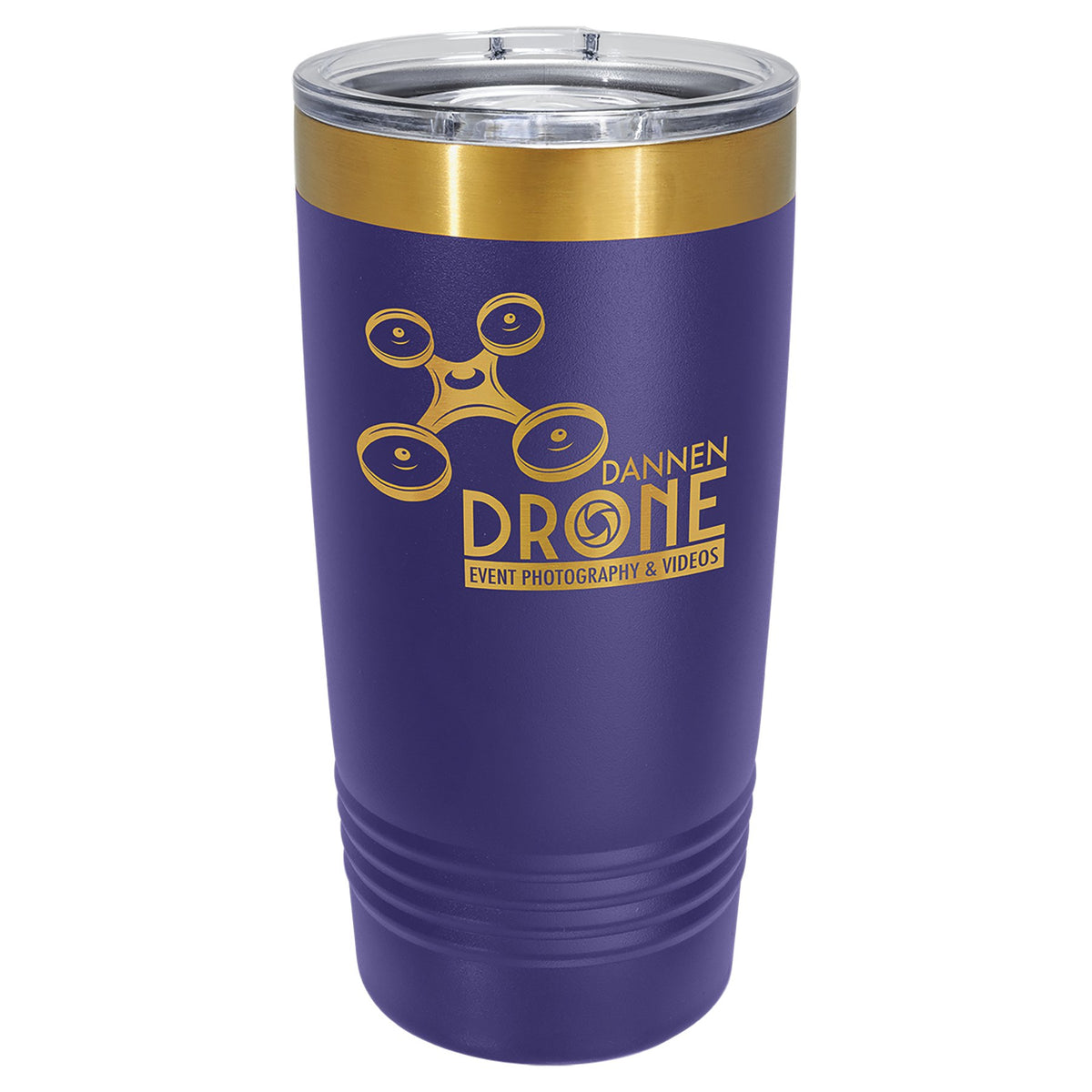 Engraved Polar Camel Ringneck Tumbler with Slider Lid - Purple/Bright Gold / 20 oz