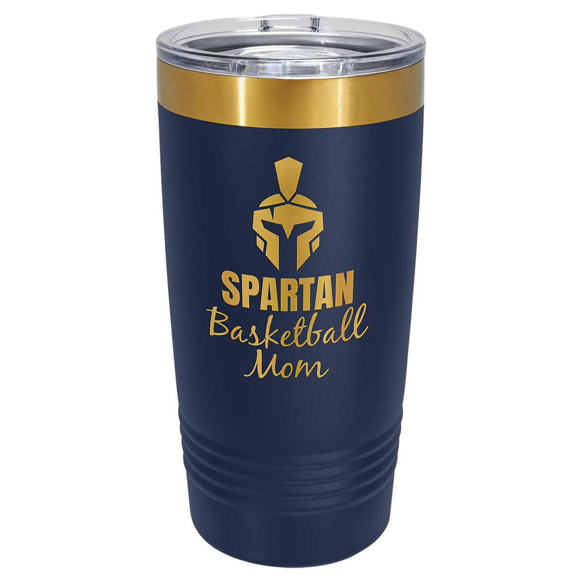 Engraved Polar Camel Ringneck Tumbler with Slider Lid - Navy Blue/Bright Gold / 20 oz