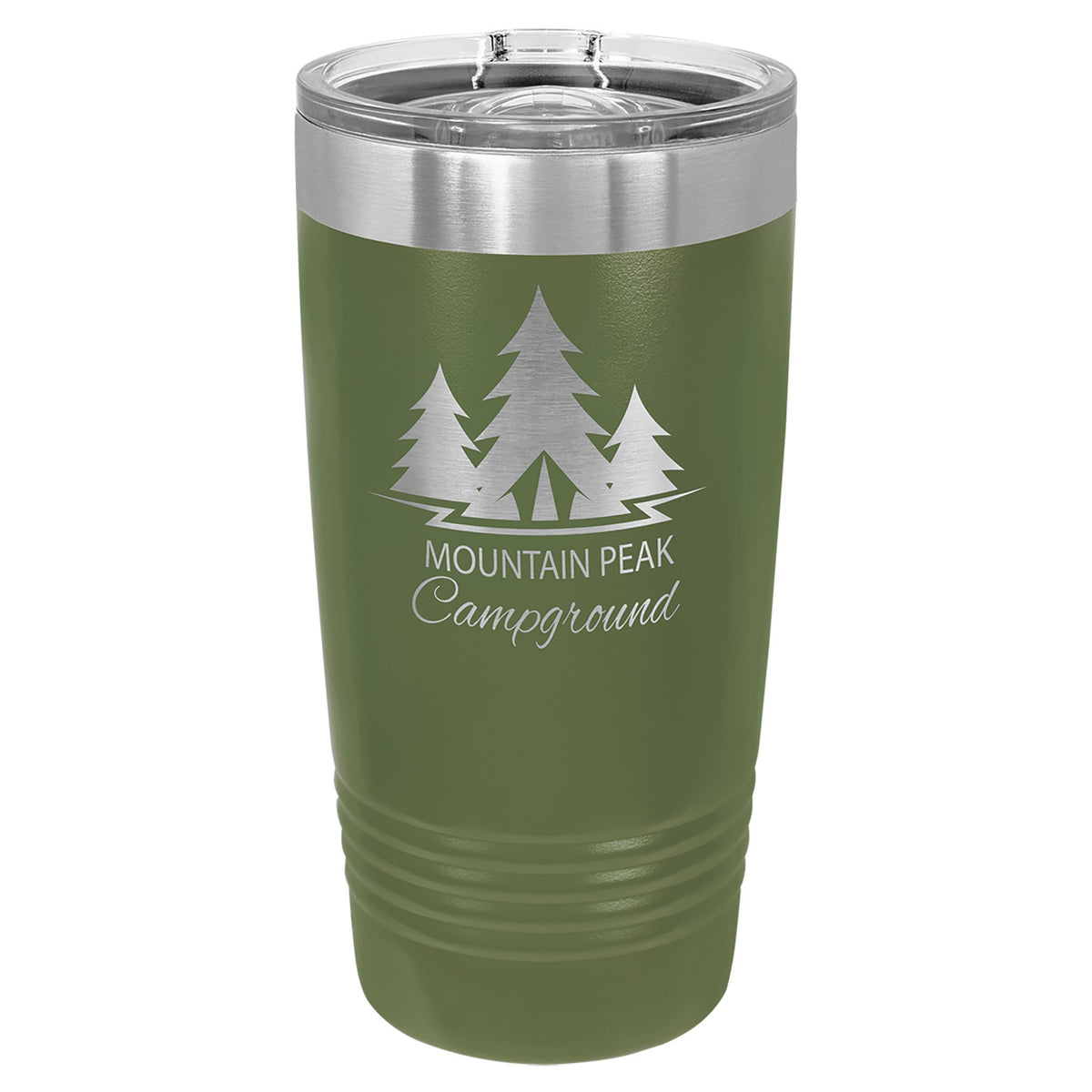 Engraved Polar Camel Ringneck Tumbler with Slider Lid - Olive Green / 20 oz