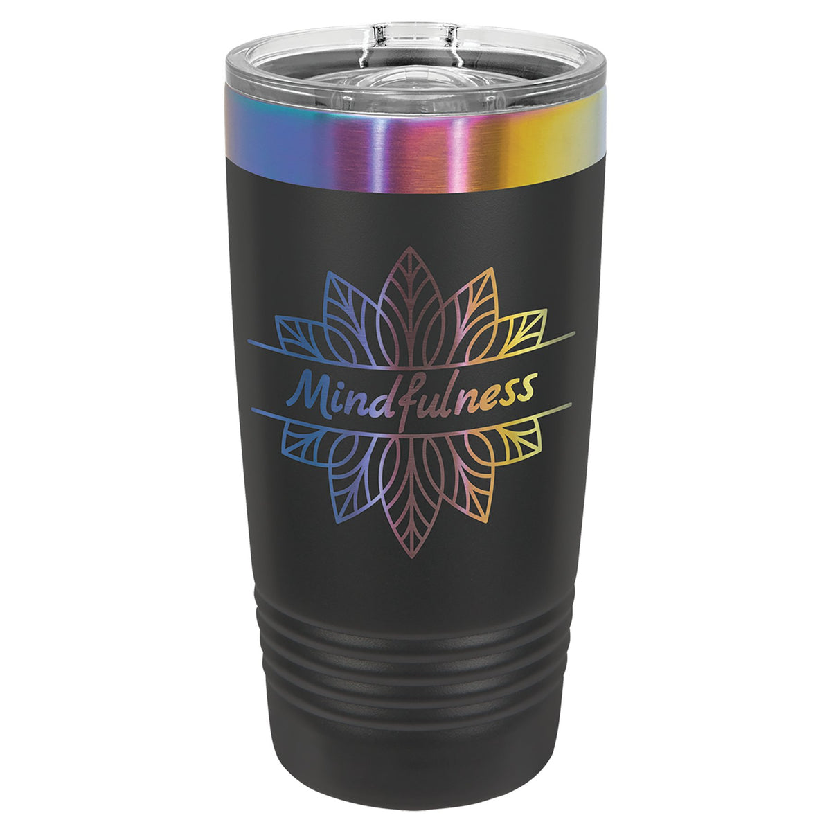 Engraved Polar Camel Ringneck Tumbler with Slider Lid - Black/Prism / 20 oz