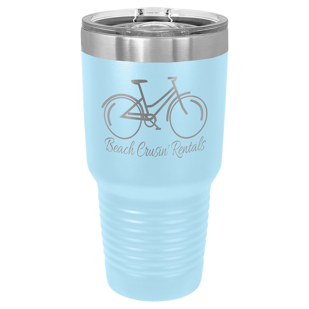 Engraved Polar Camel Ringneck Tumbler with Slider Lid - Light Blue / 30 oz