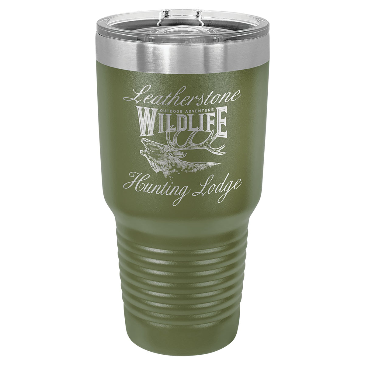 Engraved Polar Camel Ringneck Tumbler with Slider Lid - Olive Green / 30 oz