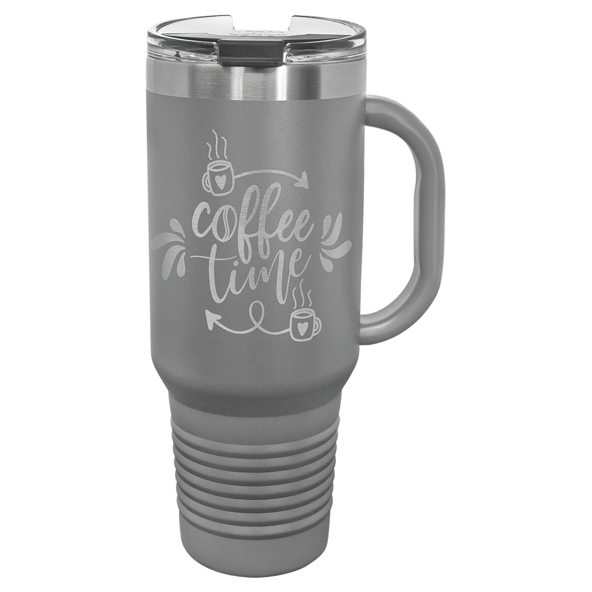 Engraved Polar Camel Travel Mug with Handle and Straw - Dark Gray / 40 oz