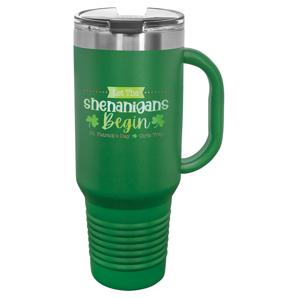 Engraved Polar Camel Travel Mug with Handle and Straw - Green / 40 oz