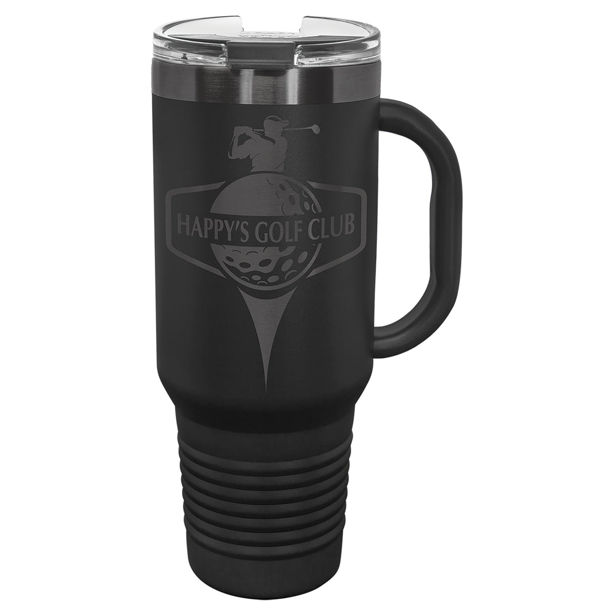 Engraved Polar Camel Travel Mug with Handle and Straw - Black/Ghost Black / 40 oz