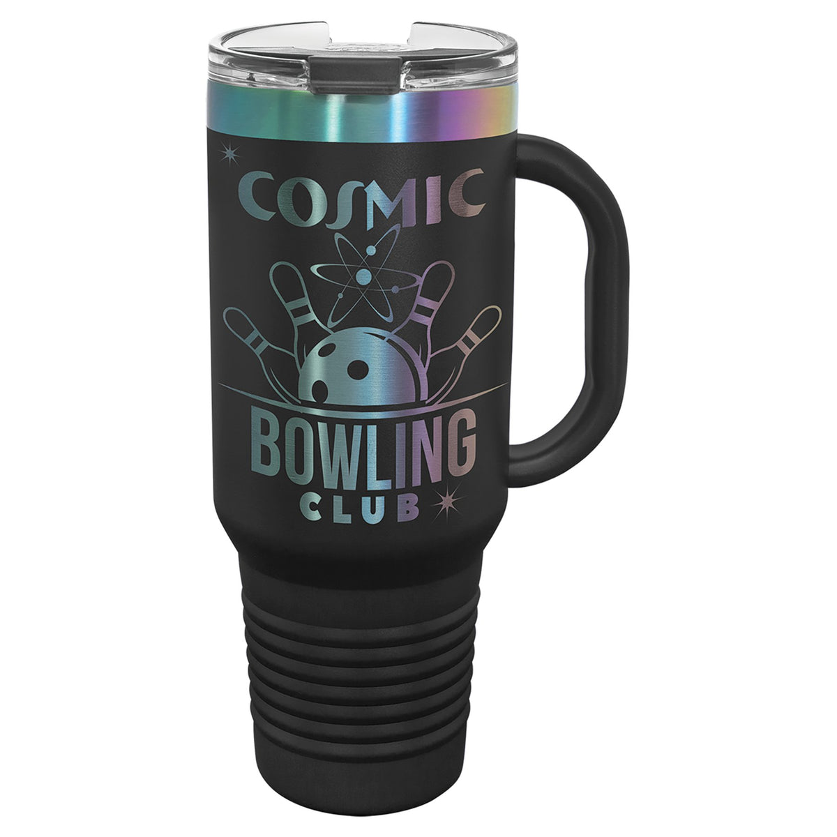 Engraved Polar Camel Travel Mug with Handle and Straw - Black/Prism / 40 oz