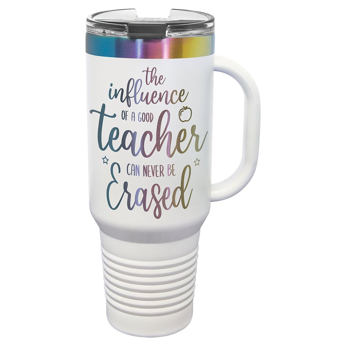 Engraved Polar Camel Travel Mug with Handle and Straw - White/Prism / 40 oz