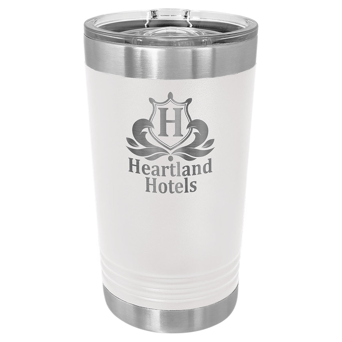 Engraved Polar Camel 16 oz Pint with Slider Lid - White