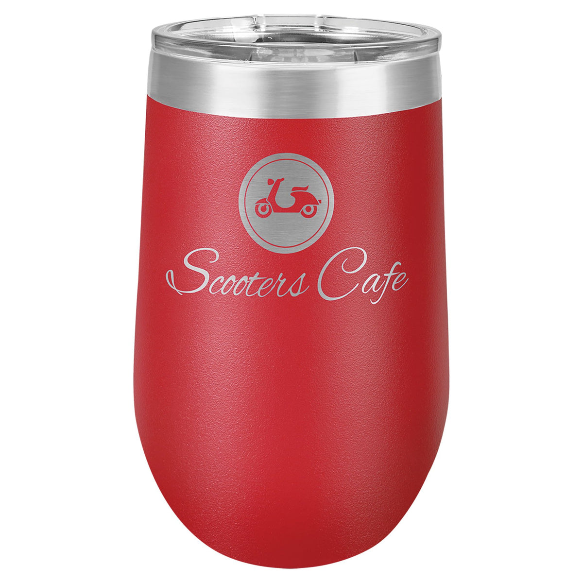 Engraved Polar Camel Stemless Wine Tumbler with Lid - Red / 16 oz