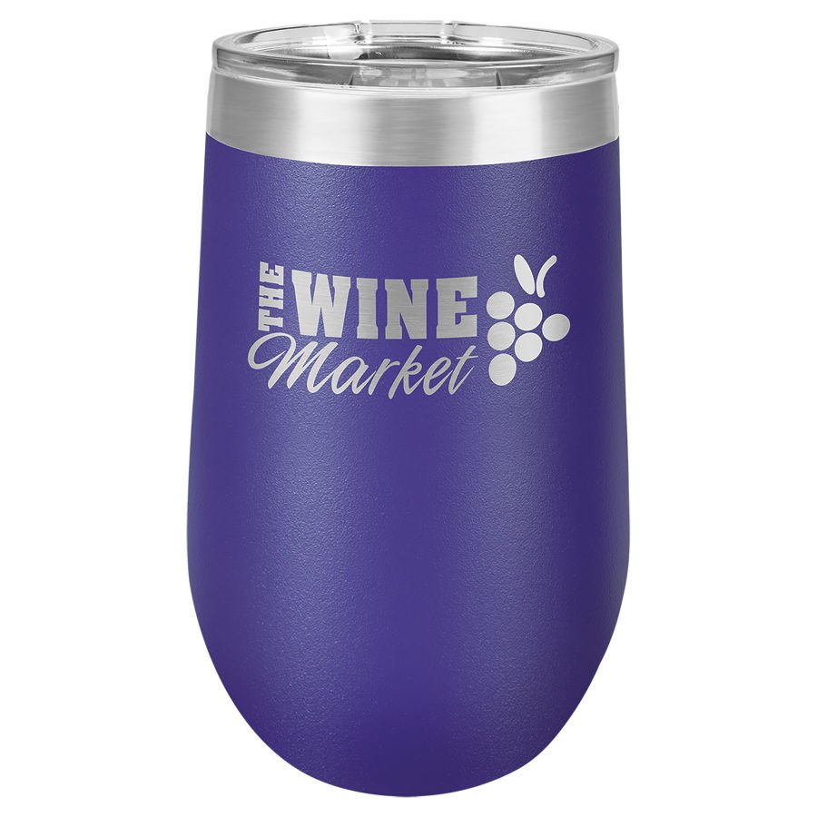 Engraved Polar Camel Stemless Wine Tumbler with Lid - Purple / 16 oz