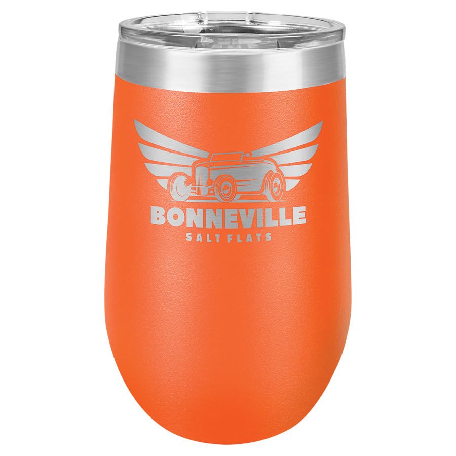 Engraved Polar Camel 16 oz Stemless Tumbler with Lid - Orange