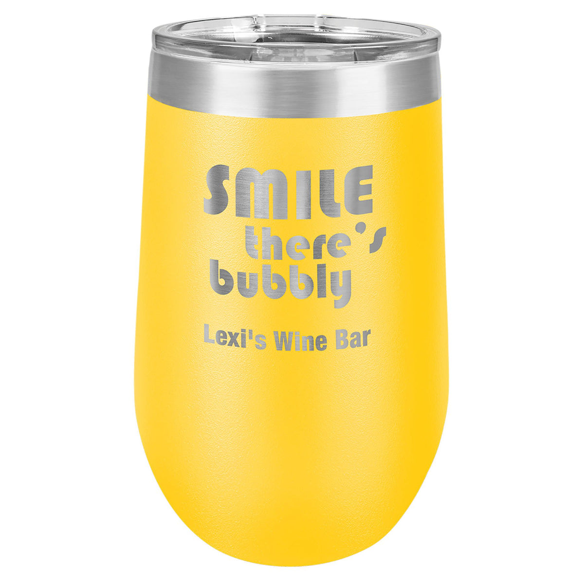 Engraved Polar Camel 16 oz Stemless Tumbler with Lid - Yellow
