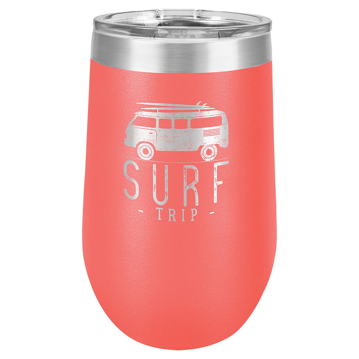 Engraved Polar Camel 16 oz Stemless Tumbler with Lid - Coral