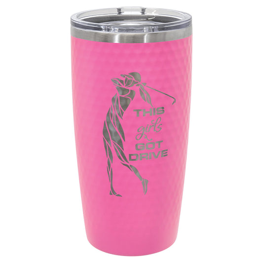 Engraved Polar Camel 20 oz Golf Tumbler with Full Dimples and Slider Lid - Pink