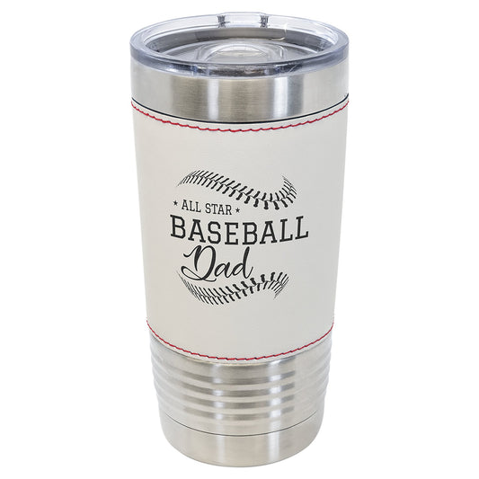 Engraved Polar Camel Baseball Leatherette Tumbler with Slider Lid