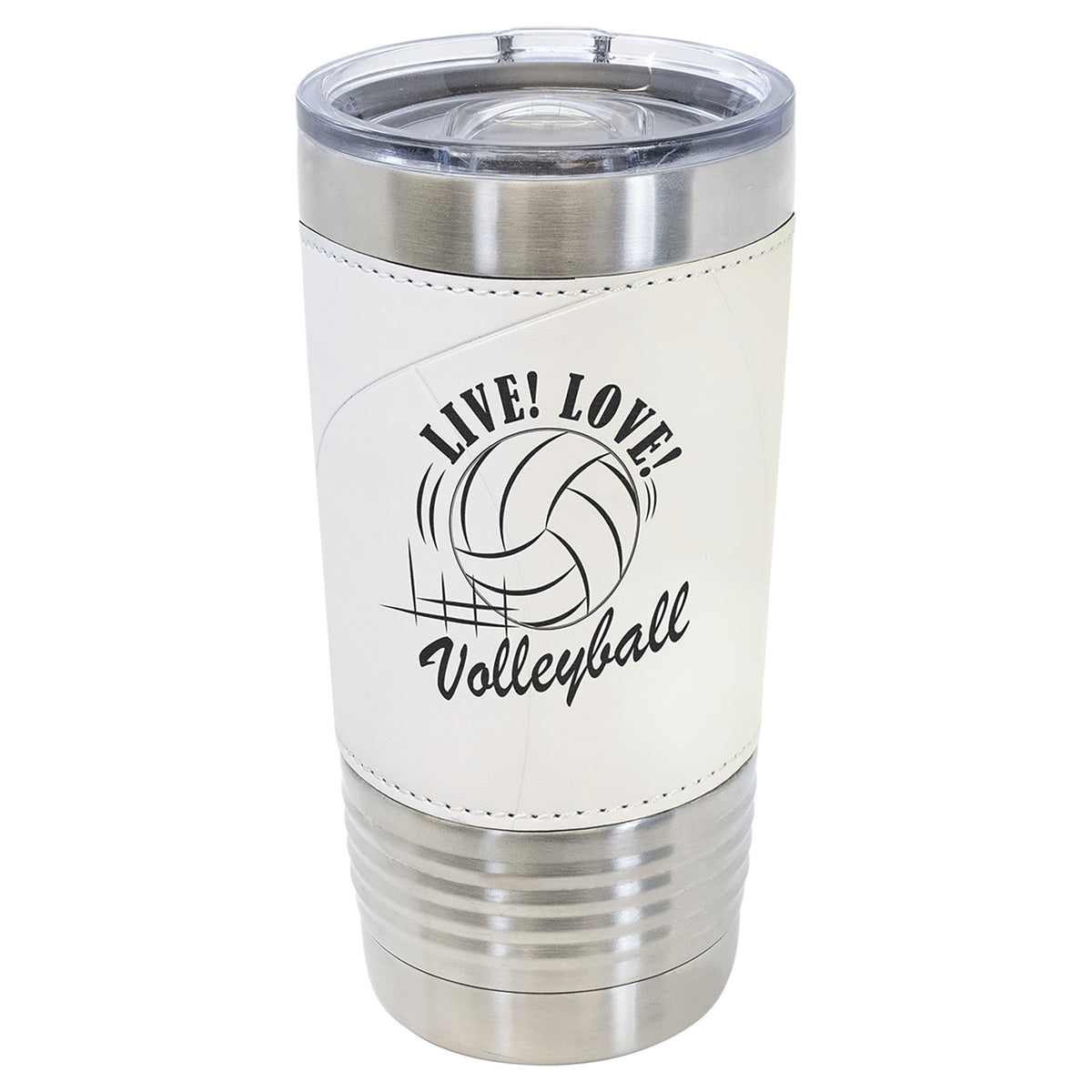 Engraved Polar Camel Volleyball Leatherette Tumbler with Slider Lid
